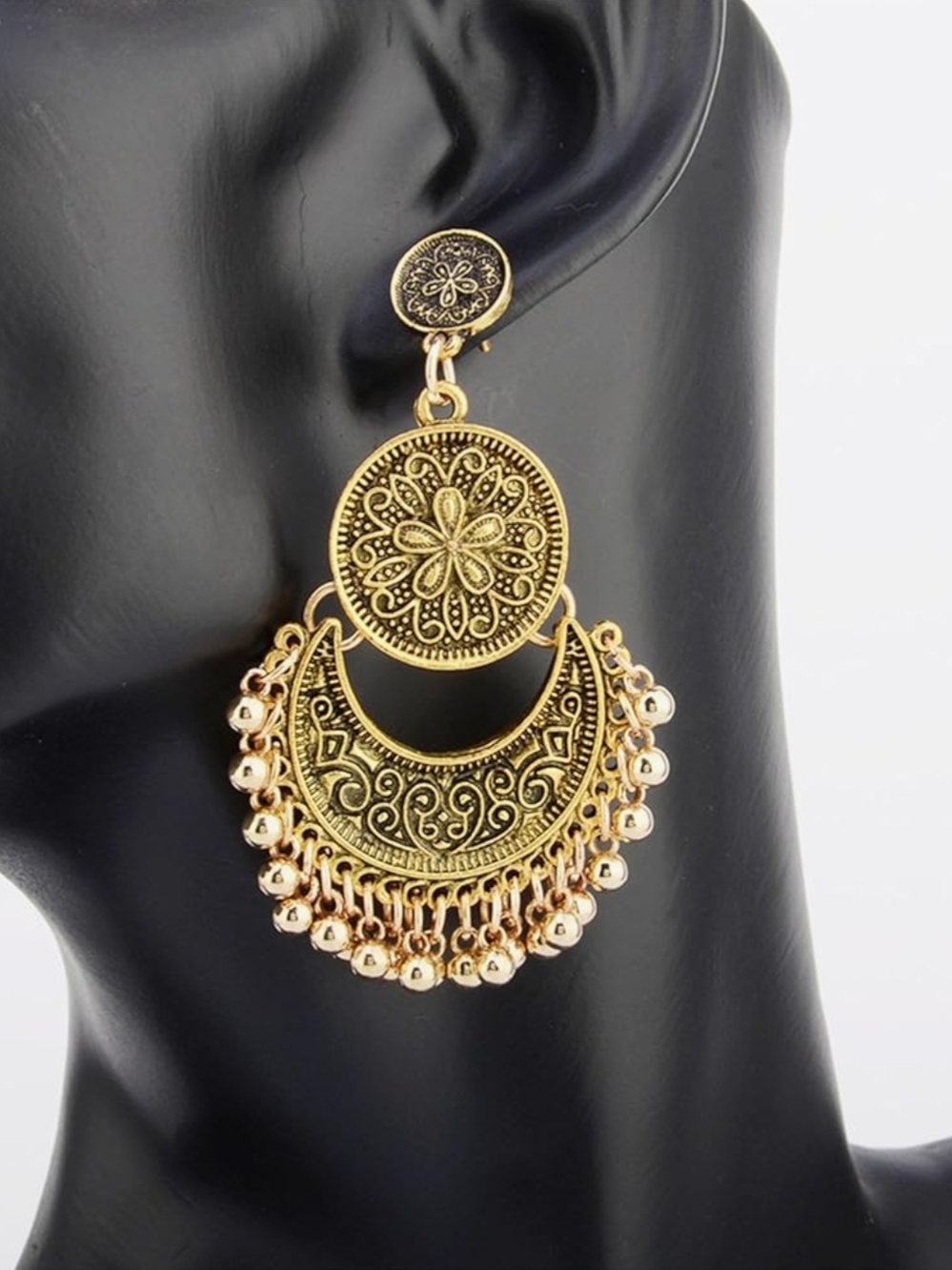 Gold Filigree Bohemian Drop Earrings - Women Jewelry